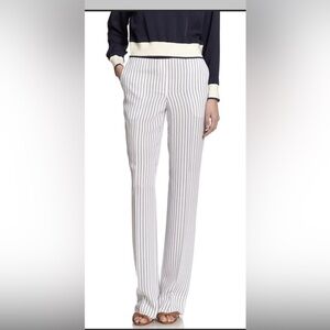 theory ivory navy striped pants sz 4